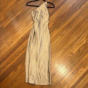 & Other Stories Elegant Gold One-Shoulder Dress